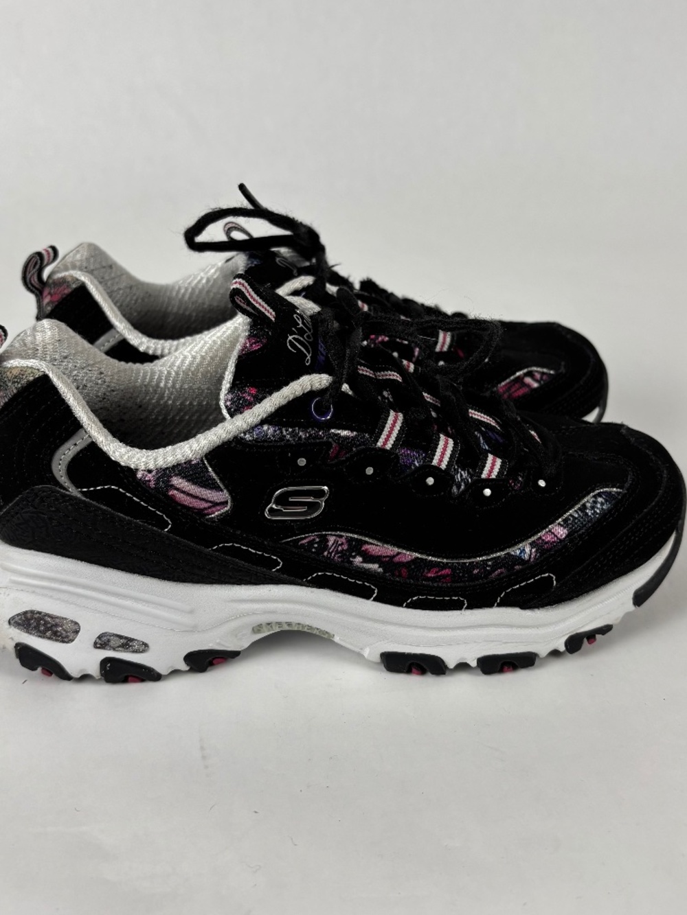 Skechers, D'Lites, Sneakers, Size 6.5, Black/Pink, Memory Foam, Air Cooled
